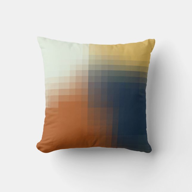 Trendy Modern Orange Blue Yellow Beige Pattern Cushion (Front)