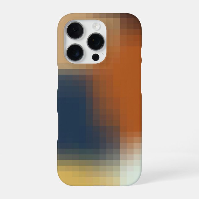 Trendy Modern Orange Blue Yellow Beige Pattern iPhone Case (Back)