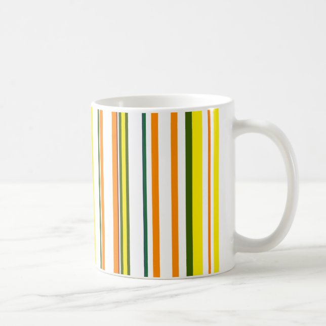 Trendy Modern Orange Yellow White Stripes Coffee Mug (Right)