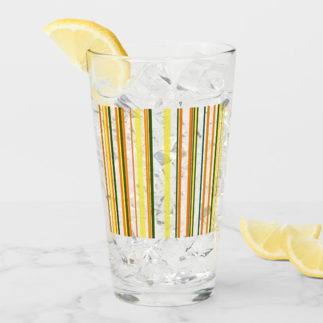 Trendy Modern Orange Yellow White Stripes Glass (Front Ice)