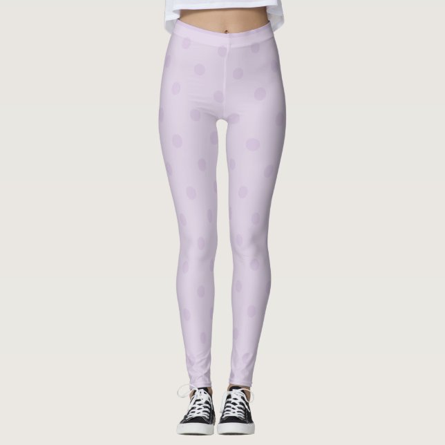 Trendy Modern Orchid Polka Dot Leggings (Front)