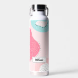 Trendy Modern Pastel Abstract Personalised Water Bottle<br><div class="desc">Modern personalised bottle in pink and teal pastel colours.</div>