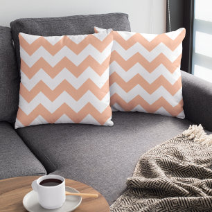 Trendy Modern Pastel Peach Chevron Cushion
