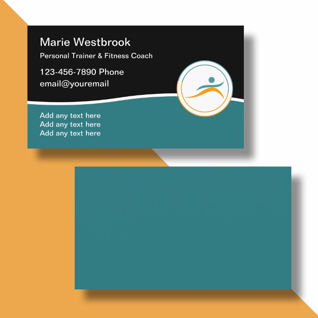Trendy Modern Personal Fitness Coach Business Card (Creator Uploaded)