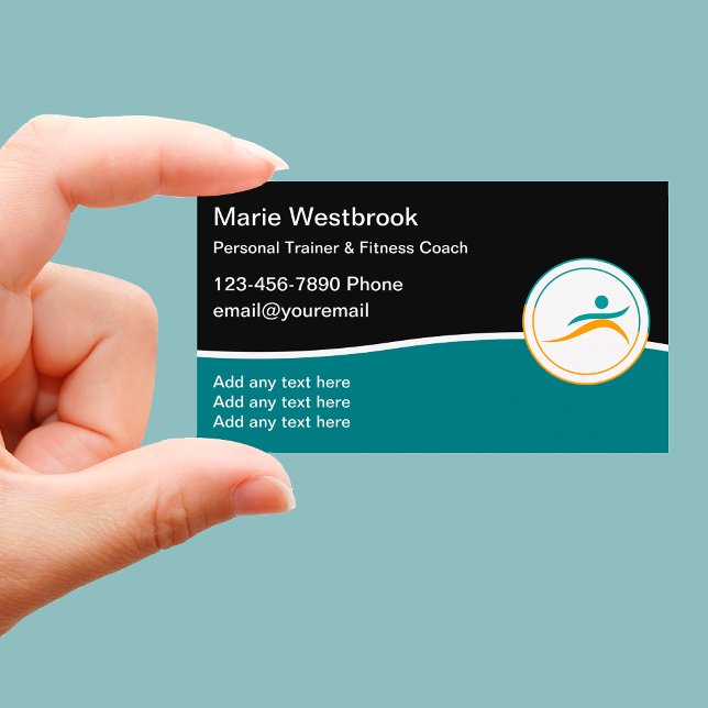 Trendy Modern Personal Fitness Coach Business Card (Creator Uploaded)
