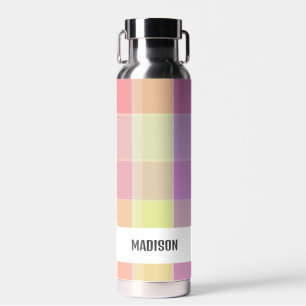 Trendy Modern Personalised Plaid Water Bottle