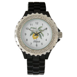 Trendy Modern Personalised Watercolor Yellow Lemon Watch