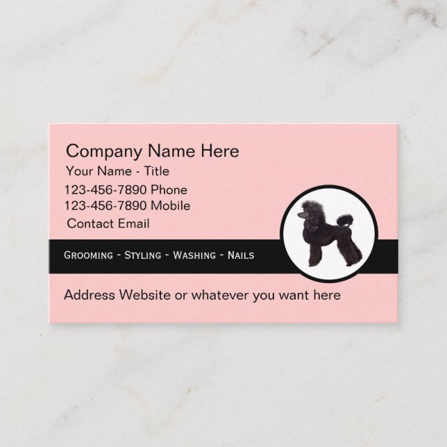 Trendy Modern Pet Grooming Business Cards (Front)