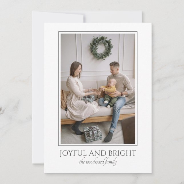 Trendy Modern Photo Christmas Holiday Card (Front)