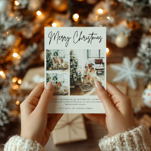 Trendy Modern Photo Collage Christmas Holiday Card