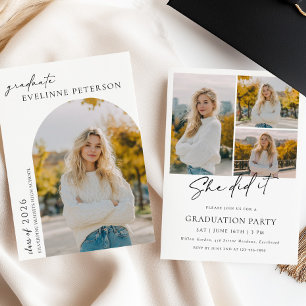Trendy Modern Photo Graduation Invitation