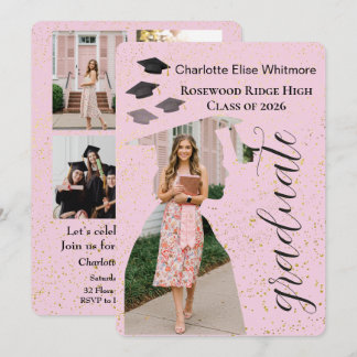 Trendy Modern Photo Graduation Invitation card 