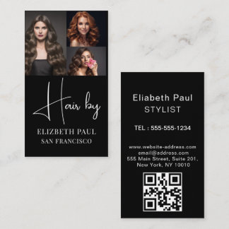 Trendy Modern Photo Hair Stylist 3 photo Business Card