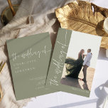 Trendy Modern Photo Sage Green Wedding Invitation<br><div class="desc">Trendy Modern Photo Sage Green Wedding Invitation</div>