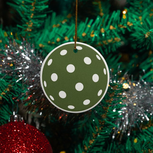 Trendy Modern Pickleball Green Christmas Holiday Ornament (Creator Uploaded)