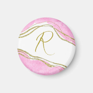 Trendy Modern Pink and Gold Glitter Effects  Magnet