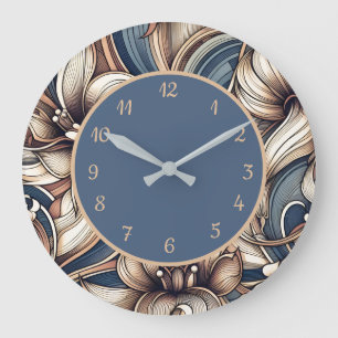 Trendy Modern Pink Black Abstract Pattern Large Clock