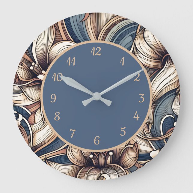 Trendy Modern Pink Black Abstract Pattern  Large Clock (Front)