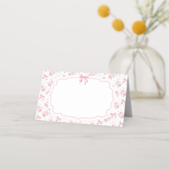 Trendy Modern Pink Bow Love Shack Elegant Place Place Card (Front)