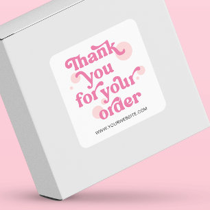 Trendy Modern Pink Business Thank You for Order Square Sticker