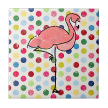 Trendy Modern Pink Flamingo Polka Dots