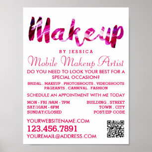 Trendy Modern Pink Makeup Artist Advertising Poster