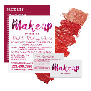 Trendy Modern Pink Makeup Artist Business Card