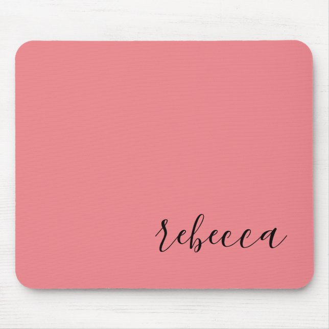 Trendy Modern Pink Simple Name Mouse Pad (Front)