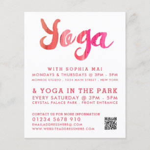 Trendy Modern Pink Yoga Class Advertising Flyer