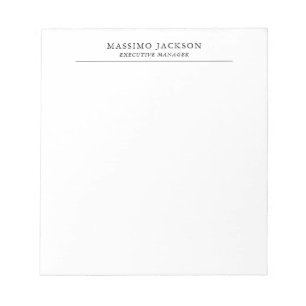 Trendy Modern Plain Black & White Professional Notepad