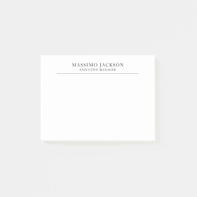 Trendy Modern Plain Black & White Professional Post-it Notes (Front)