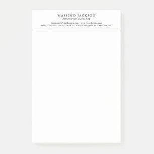 Trendy Modern Plain Black & White Professional Post-it Notes
