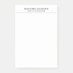 Trendy Modern Plain Black & White Professional Post-it Notes