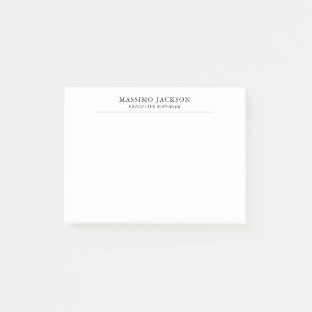Trendy Modern Plain Black & White Professional Post-it Notes (Front)