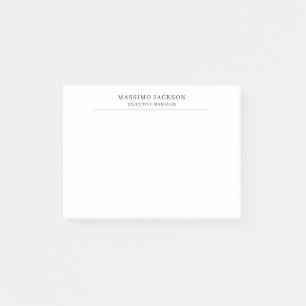 Trendy Modern Plain Black & White Professional Post-it Notes