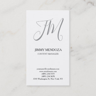 Trendy modern plain simple handwriting monogram business card