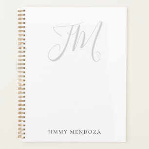 Trendy modern plain simple handwriting monogram planner