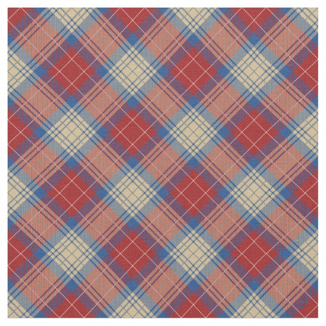 Trendy modern practical tartan plaid red blue chic fabric (Close Up)
