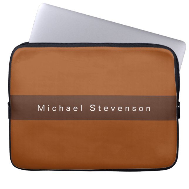 Trendy Modern Professional Brown Laptop Sleeve (Front)