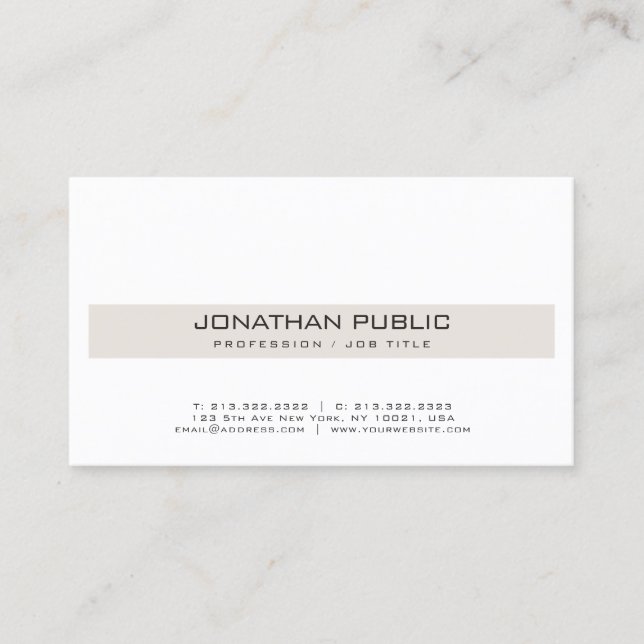Trendy Modern Professional Elegant Simple Plain Business Card (Front)