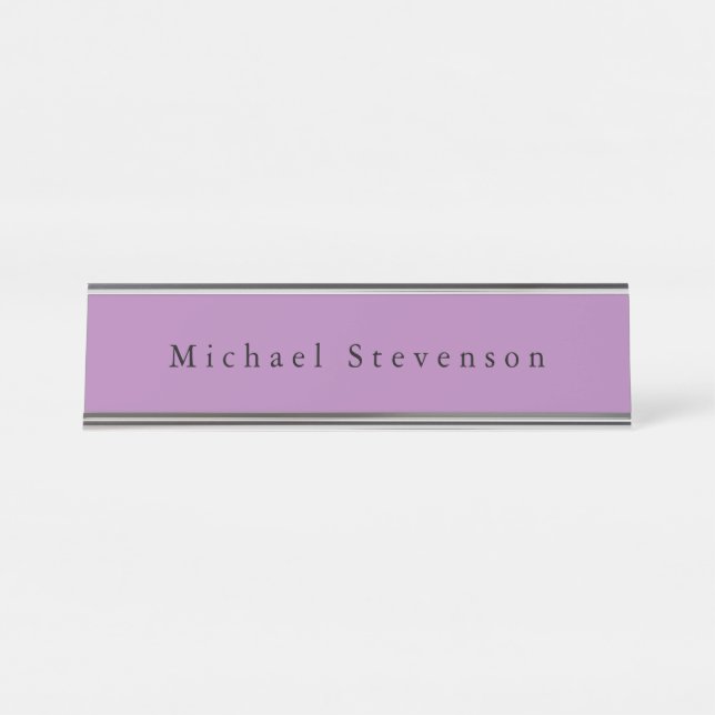 Trendy Modern Professional Lavender Colour Desk Name Plate (Front)