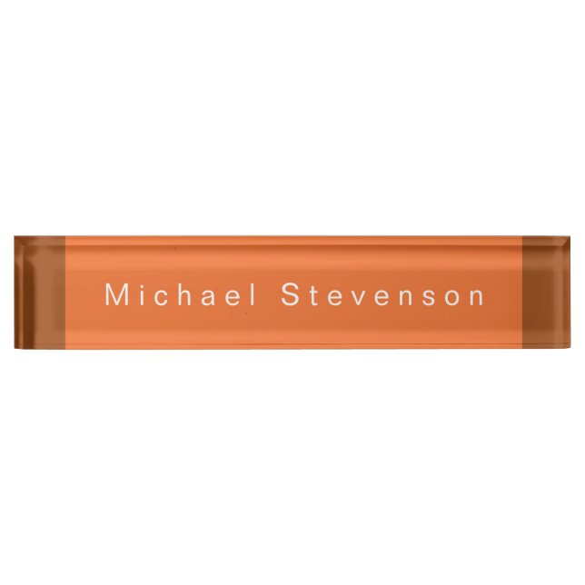Trendy Modern Professional Orange Brown Nameplate (Front)
