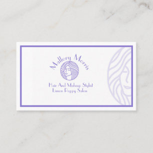 Trendy & Modern Purple Tone Makeup/Hair Stylist Business Card