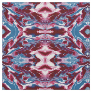 Trendy Modern Red Blue Marble Pattern Fabric