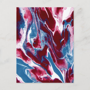 Trendy Modern Red Blue Marble Pattern Postcard
