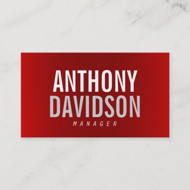 Trendy Modern Red Bold Text Business Card (Front)