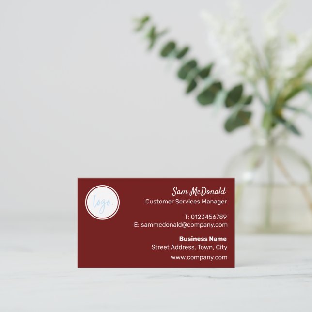 TRENDY MODERN RED BUSINESS LOGO COMPANY BRAND BUSINESS CARD (Standing Front)