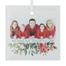 Trendy Modern Red Flowers Winter Greenery Photo