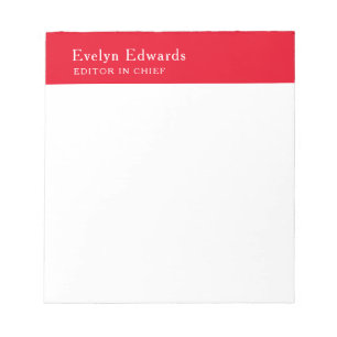 Trendy Modern Red White Minimalist Plain Notepad