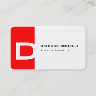 Trendy modern red white monogram expressive business card